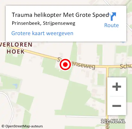 Locatie op kaart van de 112 melding: Trauma helikopter Met Grote Spoed Naar Prinsenbeek, Strijpenseweg op 6 januari 2023 20:56