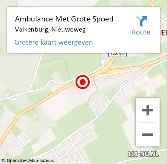 Locatie op kaart van de 112 melding: Ambulance Met Grote Spoed Naar Valkenburg, Nieuweweg op 6 januari 2023 21:56