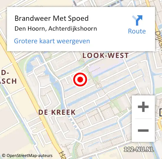 Locatie op kaart van de 112 melding: Brandweer Met Spoed Naar Den Hoorn, Achterdijkshoorn op 6 januari 2023 22:01