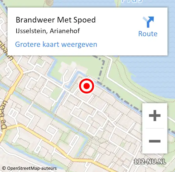 Locatie op kaart van de 112 melding: Brandweer Met Spoed Naar IJsselstein, Arianehof op 6 januari 2023 22:01