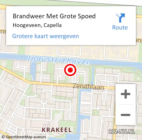 Locatie op kaart van de 112 melding: Brandweer Met Grote Spoed Naar Hoogeveen, Capella op 6 januari 2023 22:06