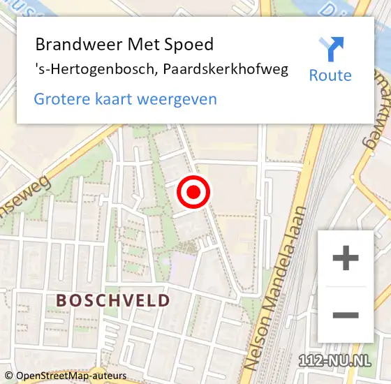 Locatie op kaart van de 112 melding: Brandweer Met Spoed Naar 's-Hertogenbosch, Paardskerkhofweg op 6 januari 2023 22:22