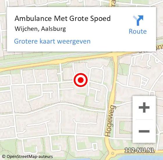 Locatie op kaart van de 112 melding: Ambulance Met Grote Spoed Naar Wijchen, Aalsburg op 6 januari 2023 22:31