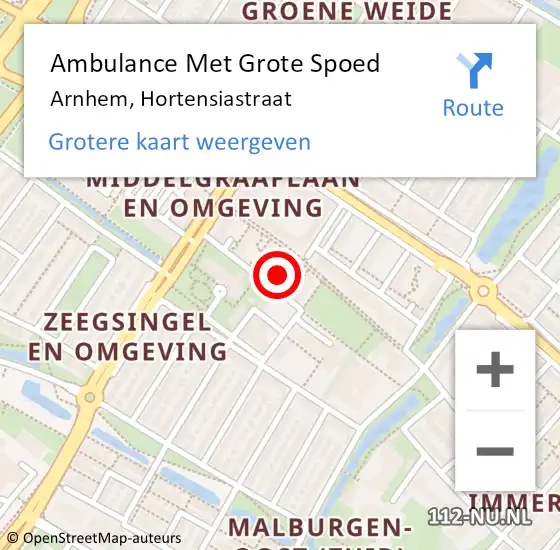 Locatie op kaart van de 112 melding: Ambulance Met Grote Spoed Naar Arnhem, Hortensiastraat op 6 januari 2023 22:33