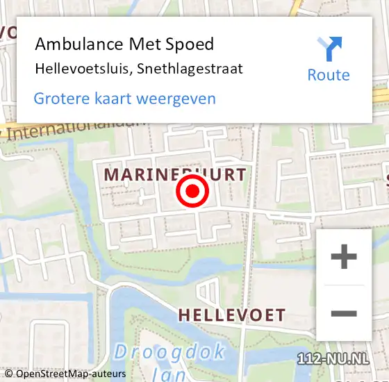 Locatie op kaart van de 112 melding: Ambulance Met Spoed Naar Hellevoetsluis, Snethlagestraat op 6 januari 2023 23:08