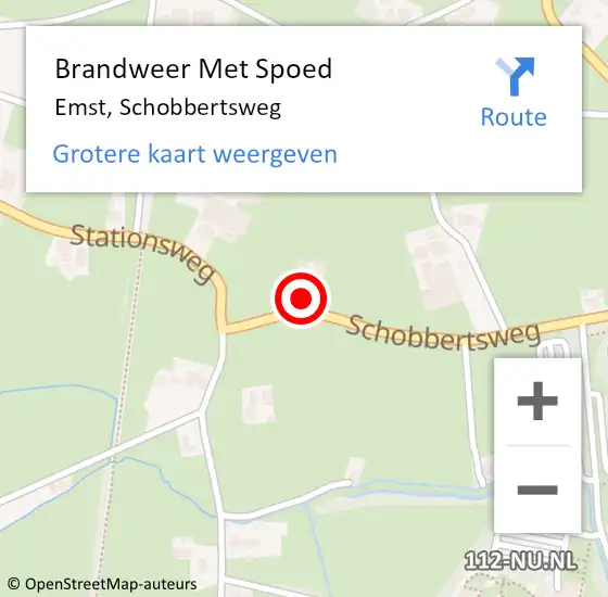 Locatie op kaart van de 112 melding: Brandweer Met Spoed Naar Emst, Schobbertsweg op 6 januari 2023 23:33