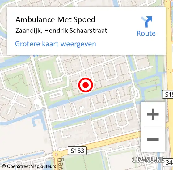 Locatie op kaart van de 112 melding: Ambulance Met Spoed Naar Zaandijk, Hendrik Schaarstraat op 7 januari 2023 00:07