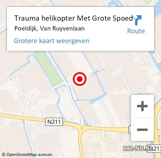 Locatie op kaart van de 112 melding: Trauma helikopter Met Grote Spoed Naar Poeldijk, Van Ruyvenlaan op 7 januari 2023 00:32