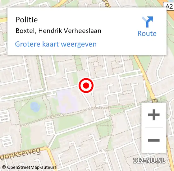 Locatie op kaart van de 112 melding: Politie Boxtel, Hendrik Verheeslaan op 7 januari 2023 01:48