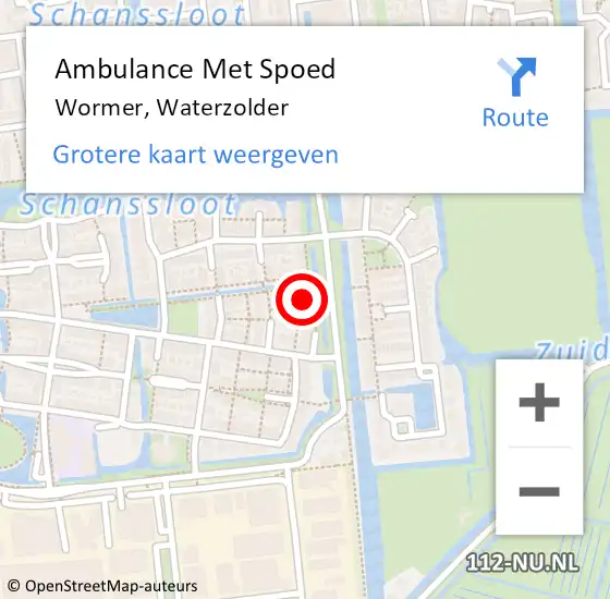Locatie op kaart van de 112 melding: Ambulance Met Spoed Naar Wormer, Waterzolder op 7 januari 2023 03:17