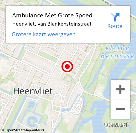 Locatie op kaart van de 112 melding: Ambulance Met Grote Spoed Naar Heenvliet, van Blankensteinstraat op 7 januari 2023 03:32