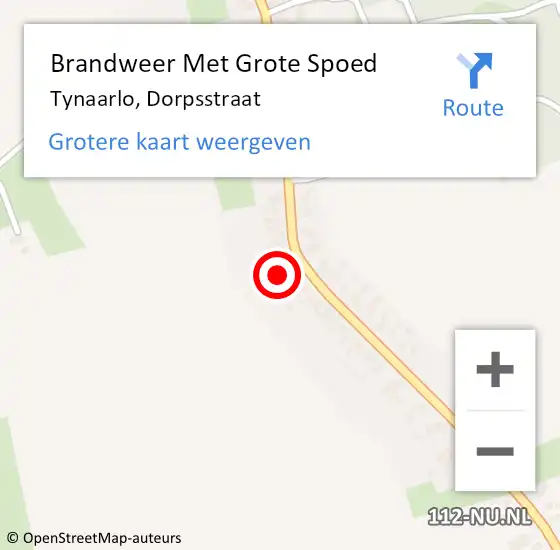 Locatie op kaart van de 112 melding: Brandweer Met Grote Spoed Naar Tynaarlo, Dorpsstraat op 7 januari 2023 04:04