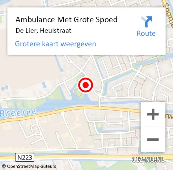 Locatie op kaart van de 112 melding: Ambulance Met Grote Spoed Naar De Lier, Heulstraat op 7 januari 2023 04:41