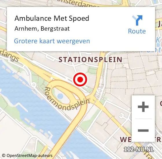 Locatie op kaart van de 112 melding: Ambulance Met Spoed Naar Arnhem, Bergstraat op 7 januari 2023 05:42