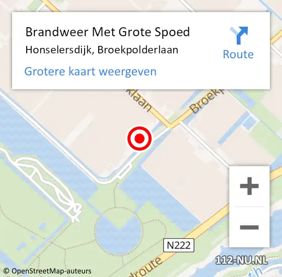 Locatie op kaart van de 112 melding: Brandweer Met Grote Spoed Naar Honselersdijk, Broekpolderlaan op 7 januari 2023 06:14