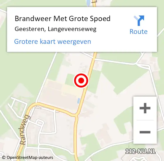 Locatie op kaart van de 112 melding: Brandweer Met Grote Spoed Naar Geesteren, Langeveenseweg op 7 januari 2023 06:20