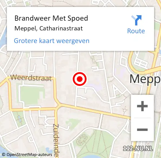 Locatie op kaart van de 112 melding: Brandweer Met Spoed Naar Meppel, Catharinastraat op 7 januari 2023 07:29