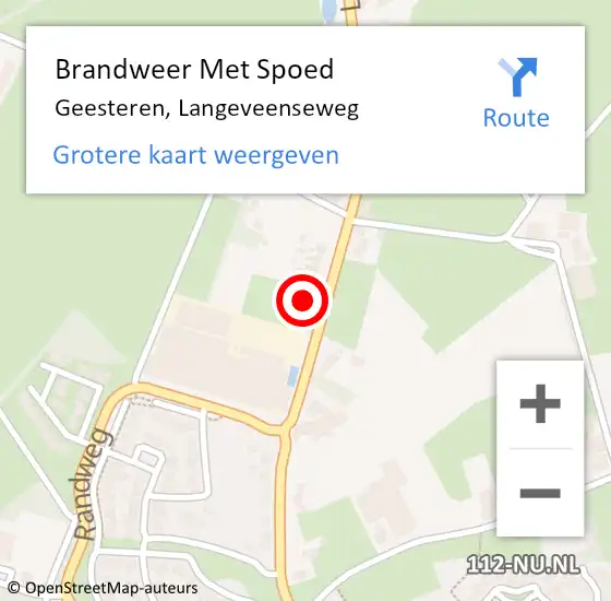 Locatie op kaart van de 112 melding: Brandweer Met Spoed Naar Geesteren, Langeveenseweg op 7 januari 2023 08:04