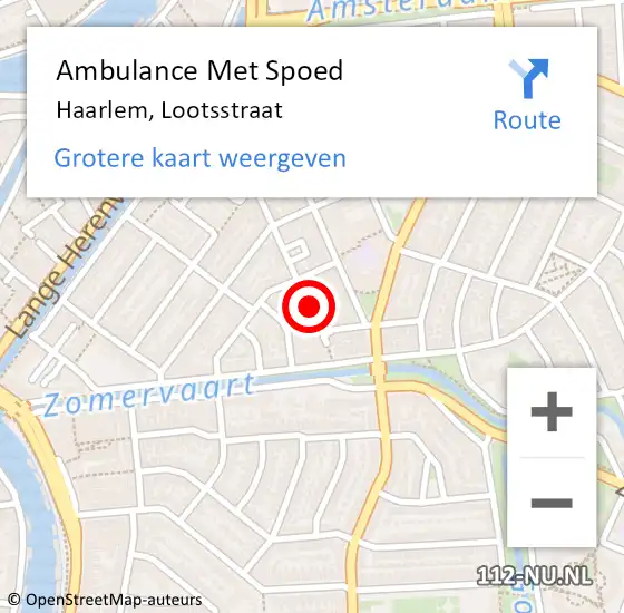 Locatie op kaart van de 112 melding: Ambulance Met Spoed Naar Haarlem, Lootsstraat op 7 januari 2023 08:16