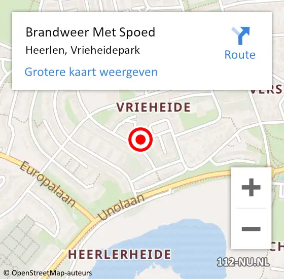 Locatie op kaart van de 112 melding: Brandweer Met Spoed Naar Heerlen, Vrieheidepark op 7 januari 2023 08:36