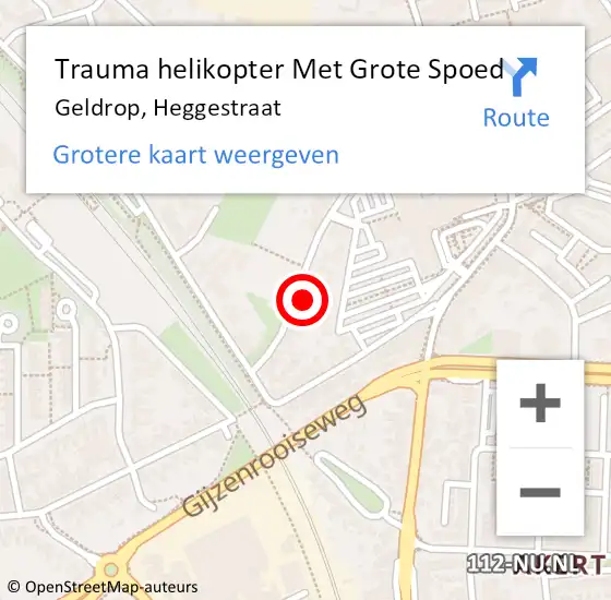 Locatie op kaart van de 112 melding: Trauma helikopter Met Grote Spoed Naar Geldrop, Heggestraat op 7 januari 2023 08:55