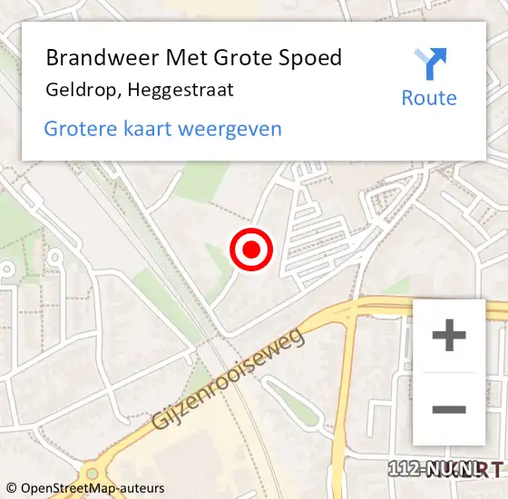 Locatie op kaart van de 112 melding: Brandweer Met Grote Spoed Naar Geldrop, Heggestraat op 7 januari 2023 08:55