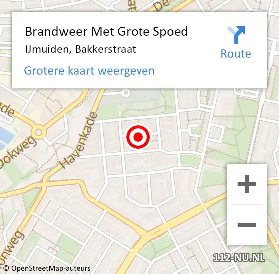 Locatie op kaart van de 112 melding: Brandweer Met Grote Spoed Naar IJmuiden, Bakkerstraat op 7 januari 2023 09:06