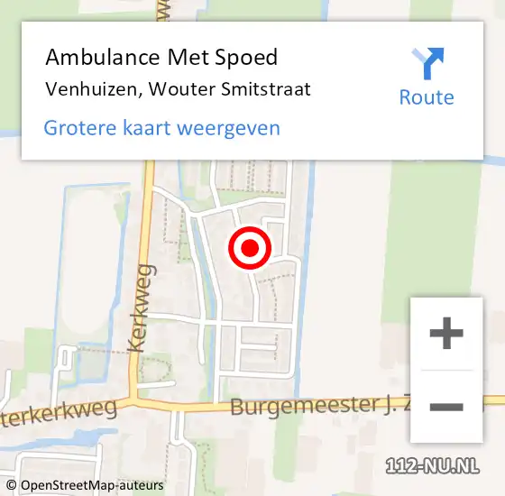 Locatie op kaart van de 112 melding: Ambulance Met Spoed Naar Venhuizen, Wouter Smitstraat op 7 januari 2023 09:15