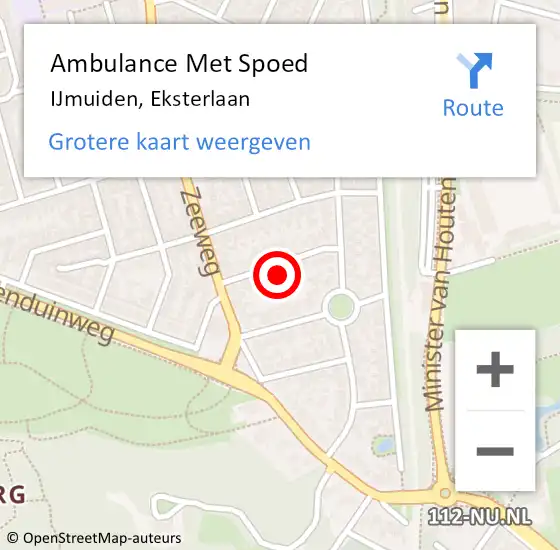 Locatie op kaart van de 112 melding: Ambulance Met Spoed Naar IJmuiden, Eksterlaan op 7 januari 2023 09:36