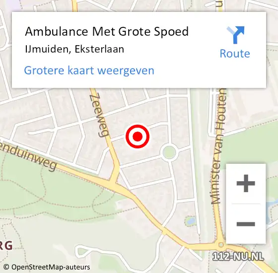 Locatie op kaart van de 112 melding: Ambulance Met Grote Spoed Naar IJmuiden, Eksterlaan op 7 januari 2023 09:41