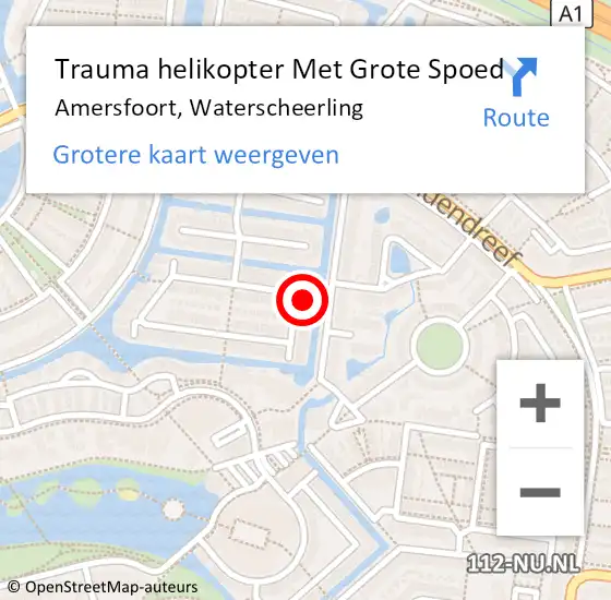 Locatie op kaart van de 112 melding: Trauma helikopter Met Grote Spoed Naar Amersfoort, Waterscheerling op 7 januari 2023 09:42