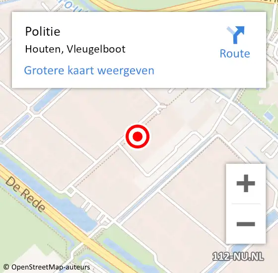 Locatie op kaart van de 112 melding: Politie Houten, Vleugelboot op 7 januari 2023 09:46