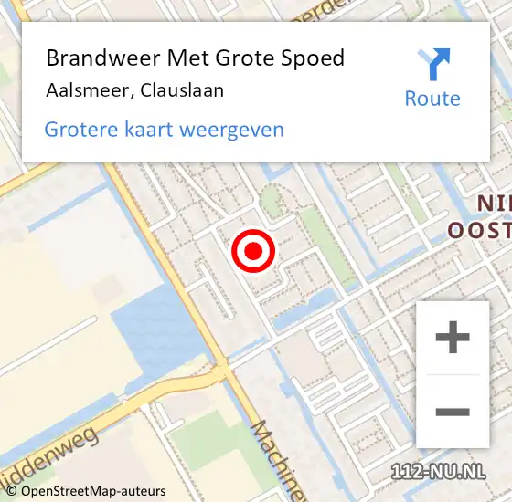 Locatie op kaart van de 112 melding: Brandweer Met Grote Spoed Naar Aalsmeer, Clauslaan op 7 januari 2023 10:00