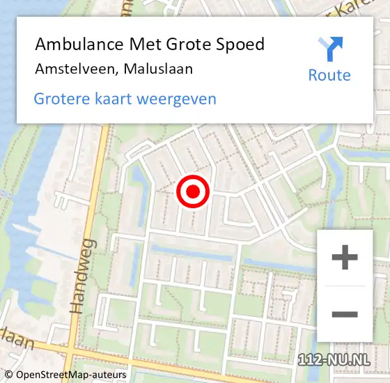 Locatie op kaart van de 112 melding: Ambulance Met Grote Spoed Naar Amstelveen, Maluslaan op 7 januari 2023 10:09