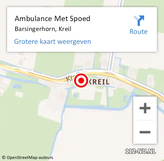 Locatie op kaart van de 112 melding: Ambulance Met Spoed Naar Barsingerhorn, Kreil op 7 januari 2023 10:45