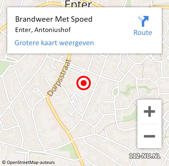 Locatie op kaart van de 112 melding: Brandweer Met Spoed Naar Enter, Antoniushof op 7 januari 2023 10:58