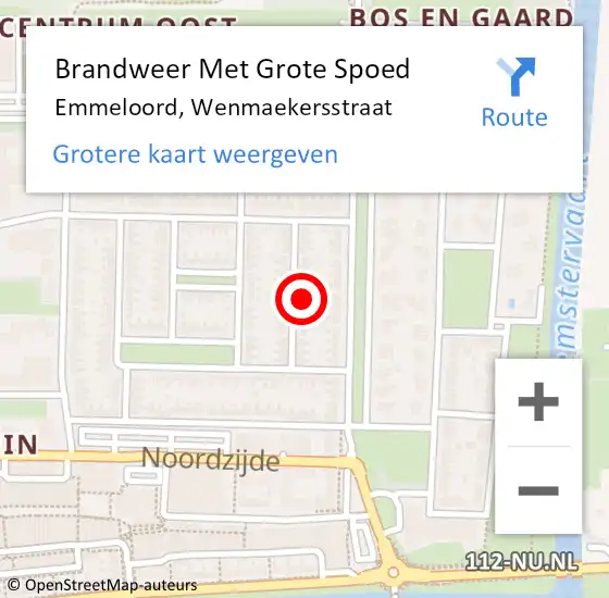 Locatie op kaart van de 112 melding: Brandweer Met Grote Spoed Naar Emmeloord, Wenmaekersstraat op 7 januari 2023 11:07