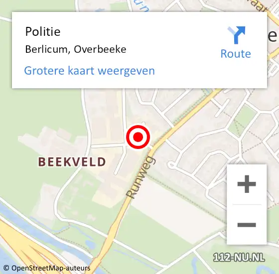 Locatie op kaart van de 112 melding: Politie Berlicum, Overbeeke op 7 januari 2023 11:18