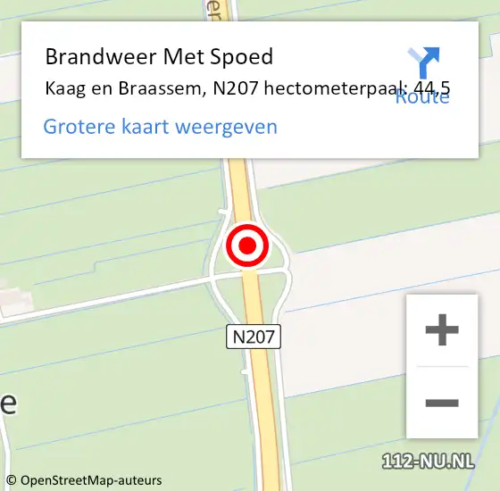 Locatie op kaart van de 112 melding: Brandweer Met Spoed Naar Kaag en Braassem, N207 hectometerpaal: 44,5 op 7 januari 2023 11:19