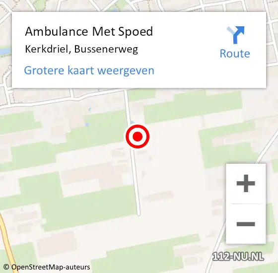 Locatie op kaart van de 112 melding: Ambulance Met Spoed Naar Kerkdriel, Bussenerweg op 7 januari 2023 11:20