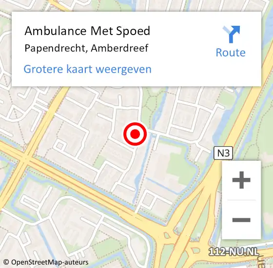 Locatie op kaart van de 112 melding: Ambulance Met Spoed Naar Papendrecht, Amberdreef op 7 januari 2023 11:30
