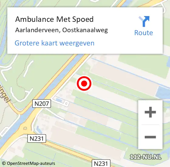 Locatie op kaart van de 112 melding: Ambulance Met Spoed Naar Aarlanderveen, Oostkanaalweg op 7 januari 2023 11:39