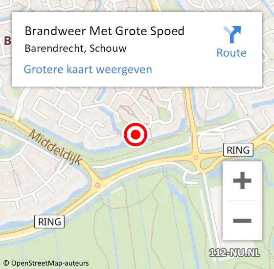 Locatie op kaart van de 112 melding: Brandweer Met Grote Spoed Naar Barendrecht, Schouw op 7 januari 2023 11:39