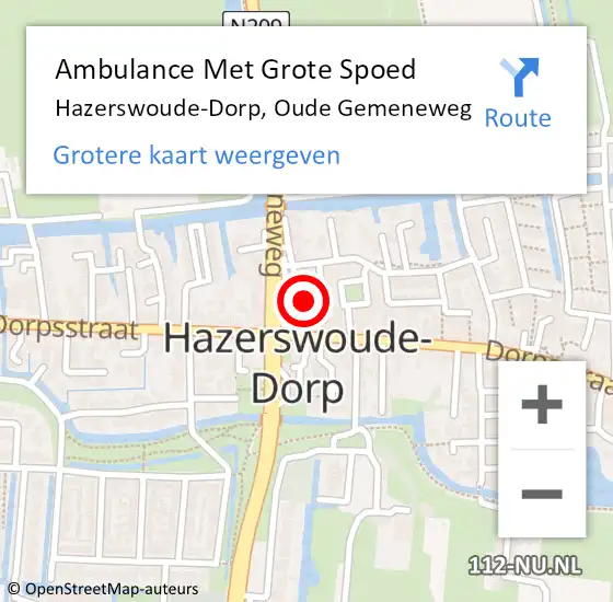 Locatie op kaart van de 112 melding: Ambulance Met Grote Spoed Naar Hazerswoude-Dorp, Oude Gemeneweg op 7 januari 2023 12:03