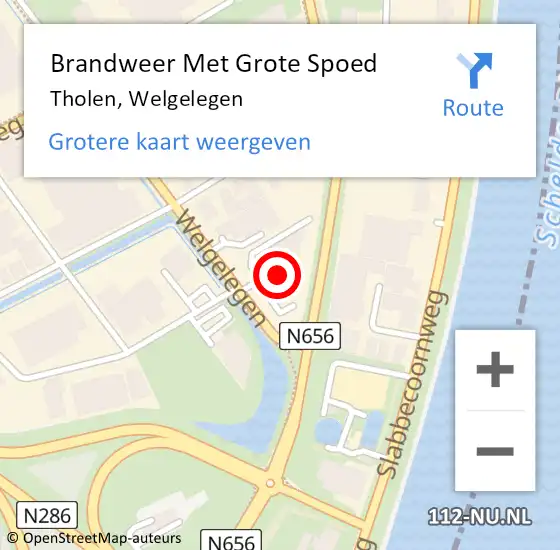 Locatie op kaart van de 112 melding: Brandweer Met Grote Spoed Naar Tholen, Welgelegen op 7 januari 2023 12:14