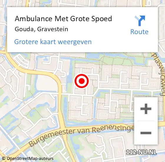 Locatie op kaart van de 112 melding: Ambulance Met Grote Spoed Naar Gouda, Gravestein op 7 januari 2023 12:21