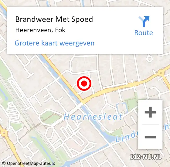 Locatie op kaart van de 112 melding: Brandweer Met Spoed Naar Heerenveen, Fok op 7 januari 2023 12:37