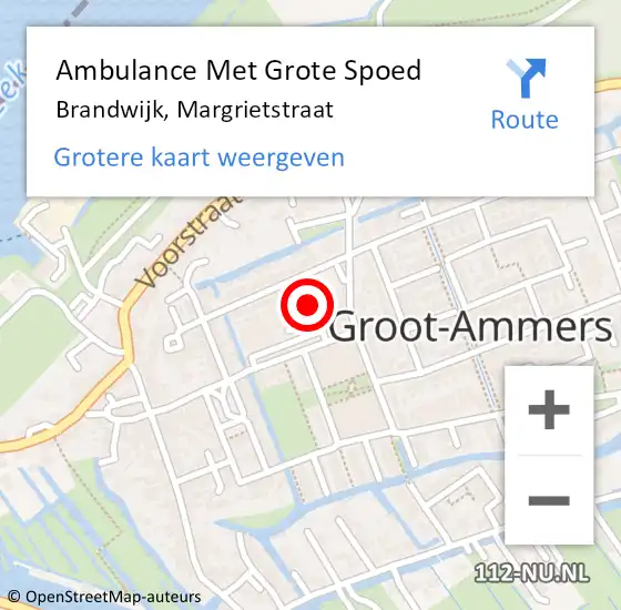Locatie op kaart van de 112 melding: Ambulance Met Grote Spoed Naar Brandwijk, Margrietstraat op 7 januari 2023 12:45