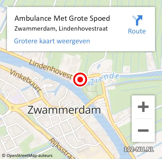 Locatie op kaart van de 112 melding: Ambulance Met Grote Spoed Naar Zwammerdam, Lindenhovestraat op 7 januari 2023 12:53