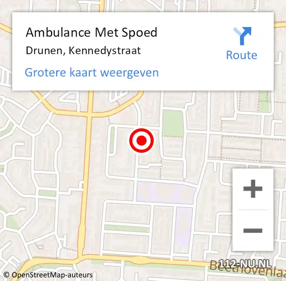 Locatie op kaart van de 112 melding: Ambulance Met Spoed Naar Drunen, Kennedystraat op 11 augustus 2014 12:29